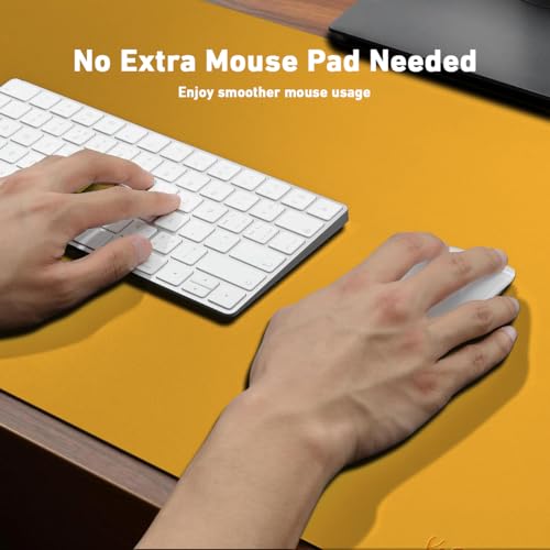 V-CUBE Designs Premium Vegan Leather Dual Color Desk Mat 75X40cm 1.8mm Thick| Laptop Mat/Extended Large Mouse Pad, Reversible Deskspread |High Tear/Peel Strength|Anti-Slip,Splash-Proof| Blue&Yellow - Image 5