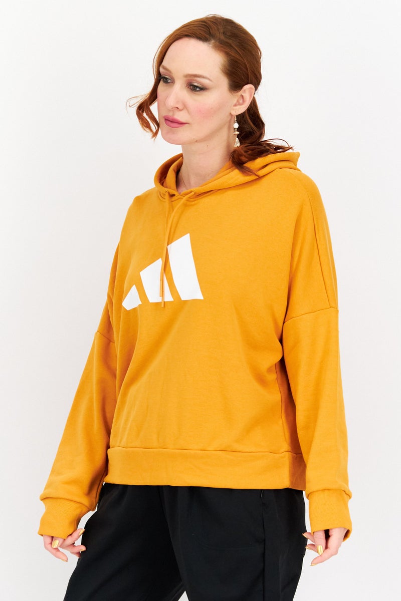 Adidas Women Sport Fit Brand Logo Outdoor Sweatshirt, Orange - Image 3