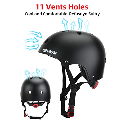 CELOID Kids Bike Helmet,Toddler Skateboard Helmets for Ages 5-6 Years Boys Girls,Adjustable Multi-Sport Bicycle Skateboarding Roller Skating Scooter Balance Bike Helmet,Black - Image 3