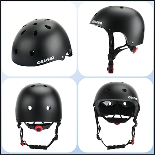 CELOID Kids Bike Helmet,Toddler Skateboard Helmets for Ages 5-6 Years Boys Girls,Adjustable Multi-Sport Bicycle Skateboarding Roller Skating Scooter Balance Bike Helmet,Black - Image 2