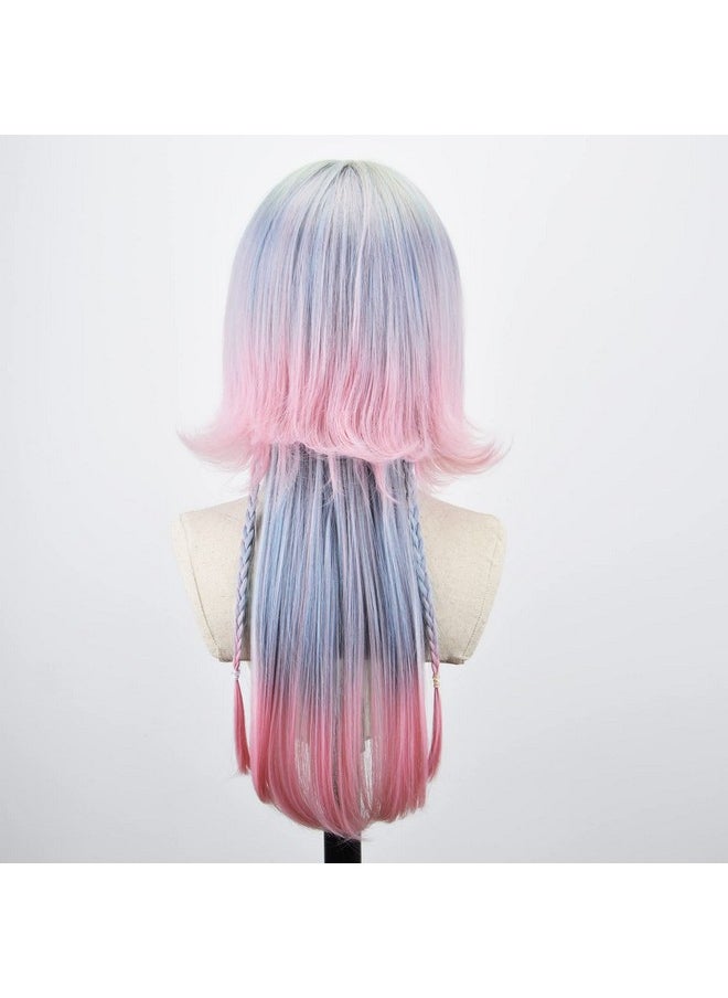 Styler - Tyler Long Straight Wig With Bangs For Women Synthetic Fiber Natural Straight Heat Resistant Wig For Daily Party Use Cosplay Party (Pink) - Image 1