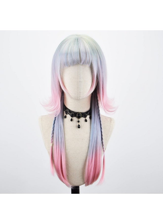 Styler - Tyler Long Straight Wig With Bangs For Women Synthetic Fiber Natural Straight Heat Resistant Wig For Daily Party Use Cosplay Party (Pink) - Image 1