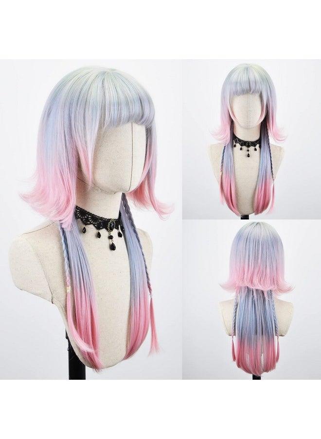 Styler - Tyler Long Straight Wig With Bangs For Women Synthetic Fiber Natural Straight Heat Resistant Wig For Daily Party Use Cosplay Party (Pink) - Image 1