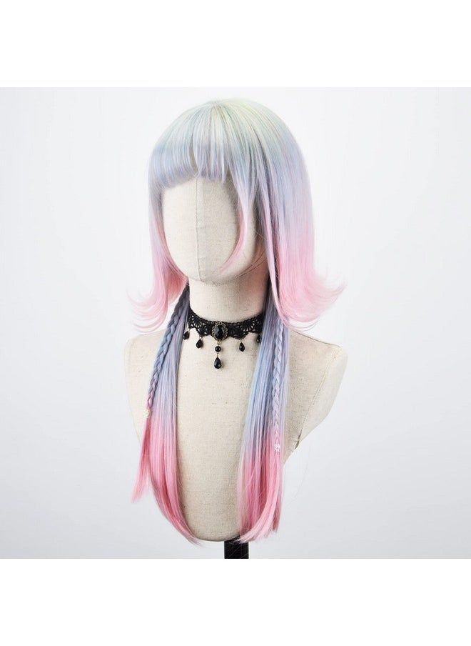 Styler - Tyler Long Straight Wig With Bangs For Women Synthetic Fiber Natural Straight Heat Resistant Wig For Daily Party Use Cosplay Party (Pink) - Image 1