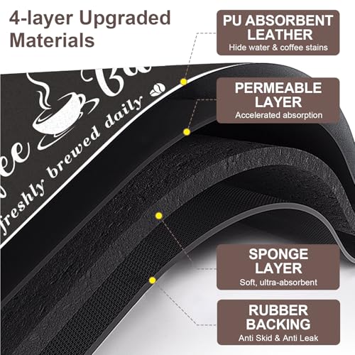 CooRug Absorbent Coffee Mat, Fashion Dish Drying Mat for Kitchen Counter Coffee Bar Accessories Espresso Machine Dish Rack 12" x 20" Black - Image 4