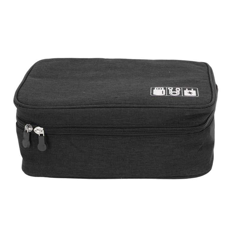 Data Cable Charger Bag Large Capacity Portable Electronic Accessory Storage Case for Mobile HDD Laptop Power Cord Black - Image 1