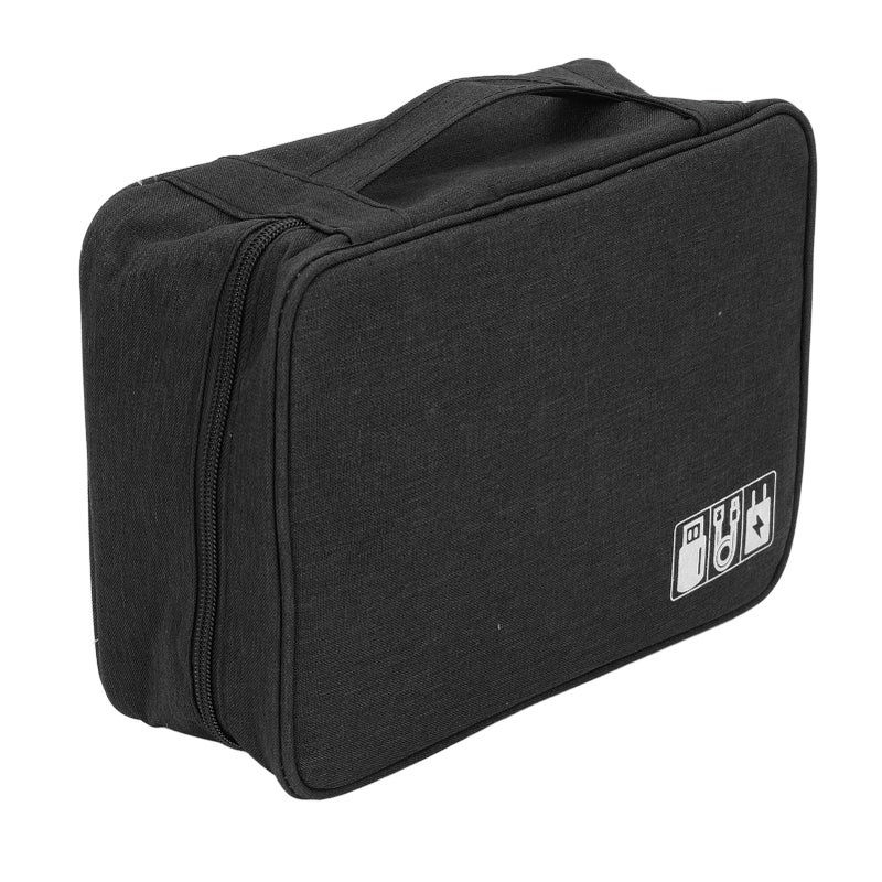 Data Cable Charger Bag Large Capacity Portable Electronic Accessory Storage Case for Mobile HDD Laptop Power Cord Black - Image 2