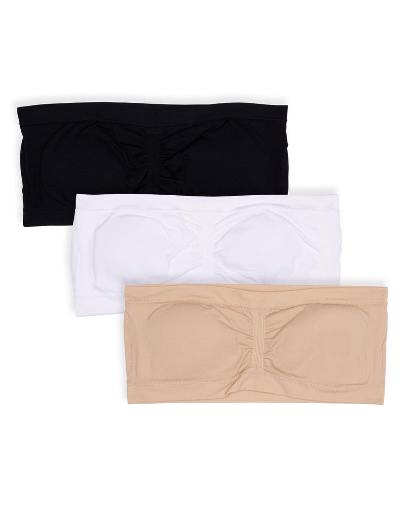 Maidenform Girls' Bra Bandeau 3 Pack, White, S