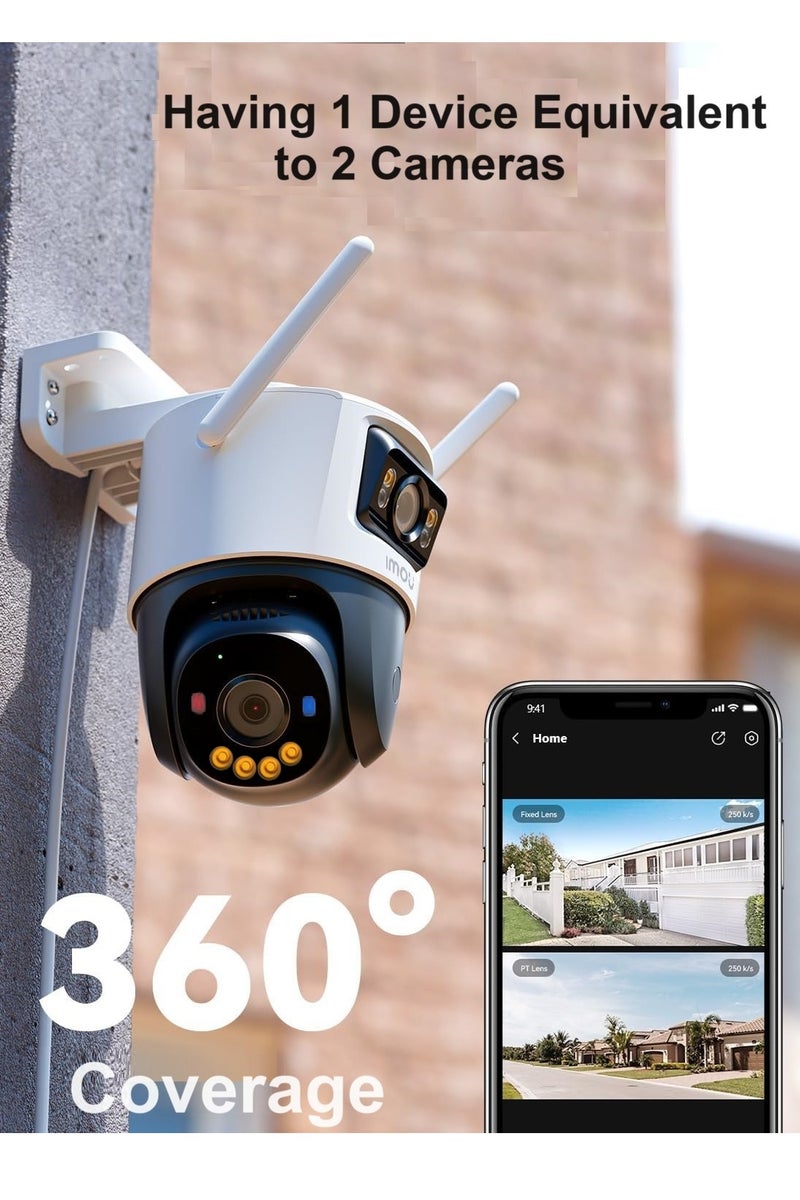 ايمو كاميرا مراقبة خارجية 3K بتقنية واي فاي مزدوجة العدسات دقة 6 ميجابكسل (عدسة ثابتة 3MP وعدسة 3MP PT)، رؤية ليلية ملونة تصل إلى 30 مترًا، اكتشاف الشخص والمركبة بتقنية الذكاء الاصطناعي، تتبع PT التلقائي، صوت ثنائي الاتجاه، صفارة إنذار مدمجة مقاومة للماء والغبار مع حماية احترافية لمواجهة أي عاصفة + بطاقة ذاكرة ميكرو SDXC فائقة السرعة بسعة 128 جيجابايت من أيمو - Image 2