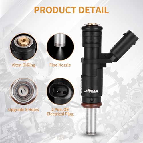 AISHAN 6PCS Fuel Injectors 8 Holes Compatible with MercedesBenz C300 C230 C350 E350 G550 GL450 GLK350 R350 S400 ML450 ML350 ML550 SLK280 SLK300 SLK350 Replace A2720780249 2720780249 - Image 3