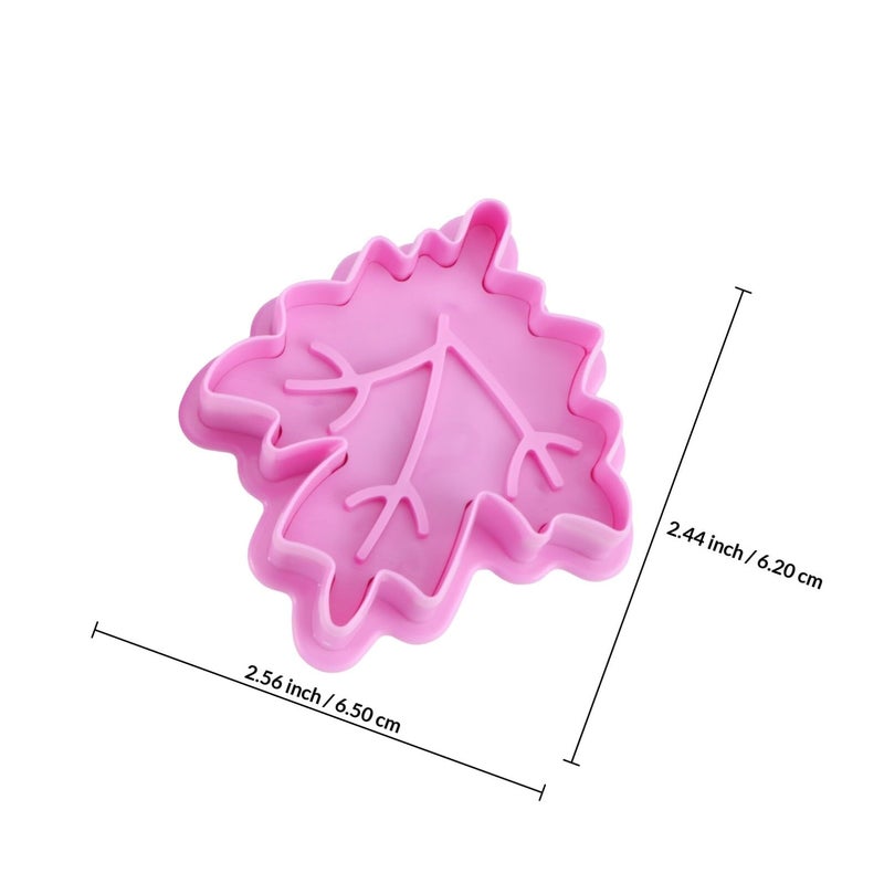 Christmas Leaf 3D Embossed Cookie Molds Set Plastic Press Cutters For Baking - Image 3