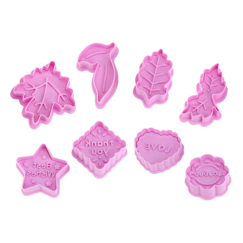 Christmas Leaf 3D Embossed Cookie Molds Set Plastic Press Cutters For Baking - Image 2