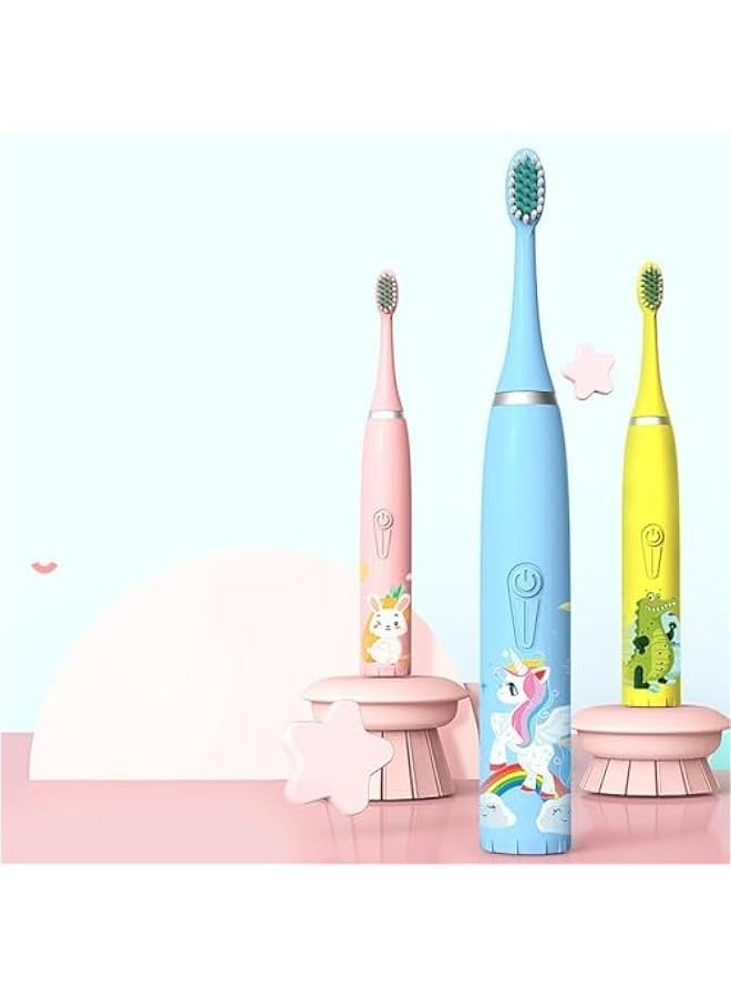 Cute Bunny Design Y7 Kids Electric Toothbrush - Rechargeable, IP7 Waterproof, Ultrasonic Vibration, Soft Bristles, 5 Brush Heads - Image 3