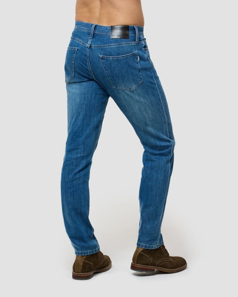 INTO THE AM Mens Jeans - Men's Stretch Jeans Slim Fit Stretchy Tapered Ultra-Soft Wash Indigo Denim Pants (30W X 30L, Medium Indigo) - Image 2