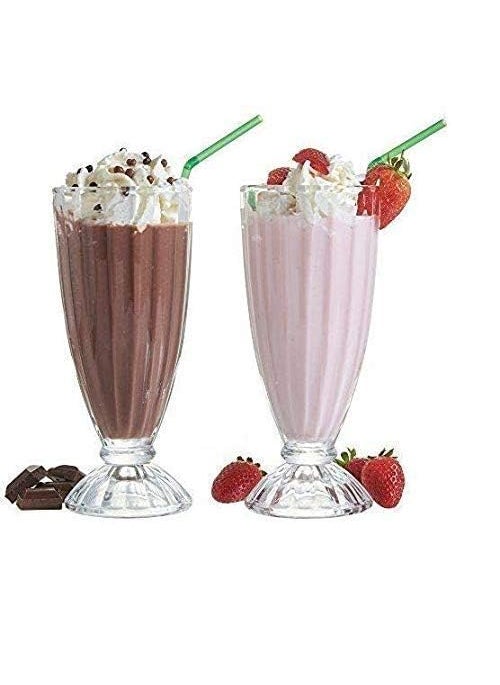 GRETZOMALL GRETZOMALL 300ml Fountain Classic Falooda Glass for Water Juice Ice Cream Wine Milkshake falooda Smoothie and Cocktails Pack of 2  - Image 1