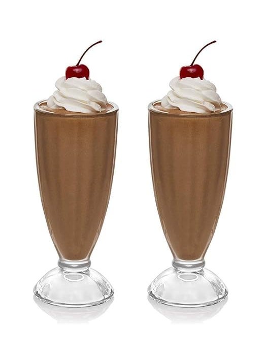 GRETZOMALL GRETZOMALL 300ml Fountain Classic Falooda Glass for Water Juice Ice Cream Wine Milkshake falooda Smoothie and Cocktails Pack of 2  - Image 2