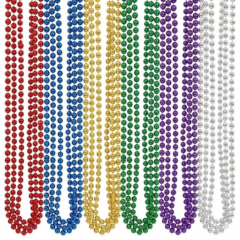 Oojami 72PCS Mardi Gras Beads Necklaces - 33" Assorted Colors Beaded Necklaces for Mardi Gras, Carnival, Pirate Parties, Masquerade and Christmas, Bulk Parade Throws and Party Favors for Men and Women - Image 2