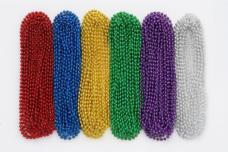 Oojami 72PCS Mardi Gras Beads Necklaces - 33" Assorted Colors Beaded Necklaces for Mardi Gras, Carnival, Pirate Parties, Masquerade and Christmas, Bulk Parade Throws and Party Favors for Men and Women - Image 3