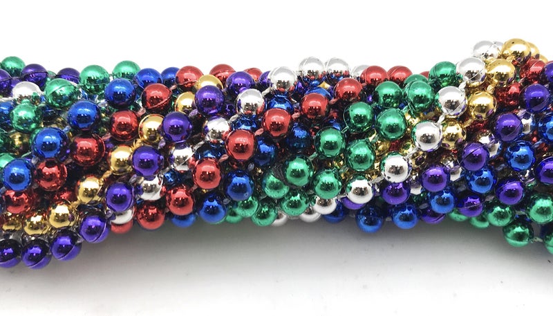 Oojami 72PCS Mardi Gras Beads Necklaces - 33" Assorted Colors Beaded Necklaces for Mardi Gras, Carnival, Pirate Parties, Masquerade and Christmas, Bulk Parade Throws and Party Favors for Men and Women - Image 4