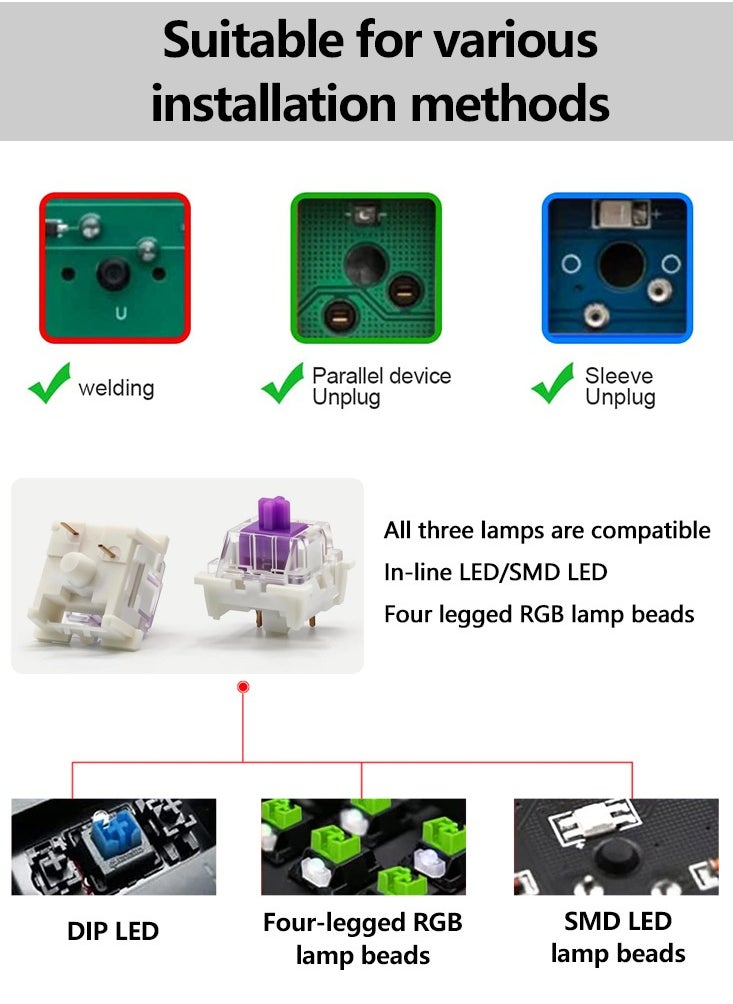 Beauenty - Outemu Switch Mechanical Keyboard Switch 3Pin Tactile Switch Lube Purple Gaming Keyboard Switches - Image 1