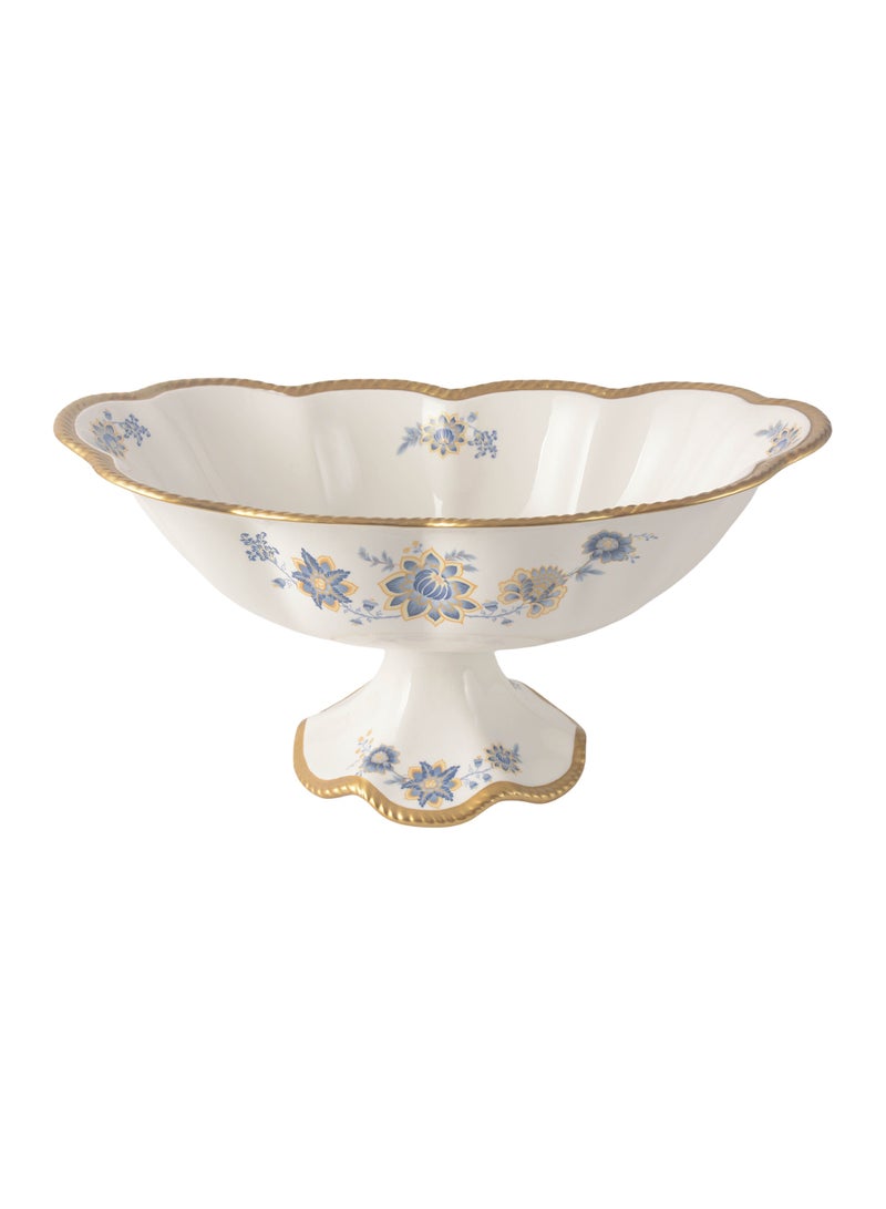 Life Smile LIFE SMILE Serving Bowl With Gold Stand  - Bone China Fruit Basket For Fruit ,Snack Nuts ,Cake ,Dessert Storage - Image 1