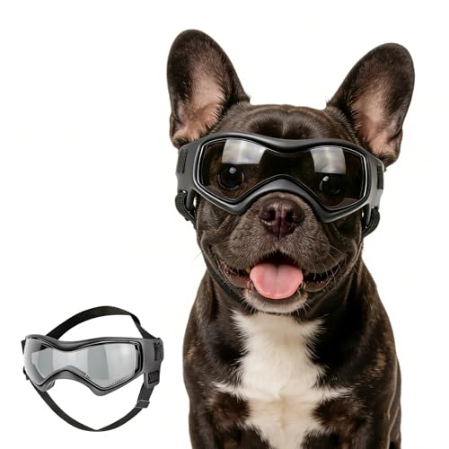 NAMSAN Dog Goggles for Small to Medium Dogs Dog Sunglasses UV Protection for Medium Dogs Outdoor Cycling Driving Small Doggy Glasses Dog Eye Protection AntiFog Windproof Adjustable Cool Black - Image 1
