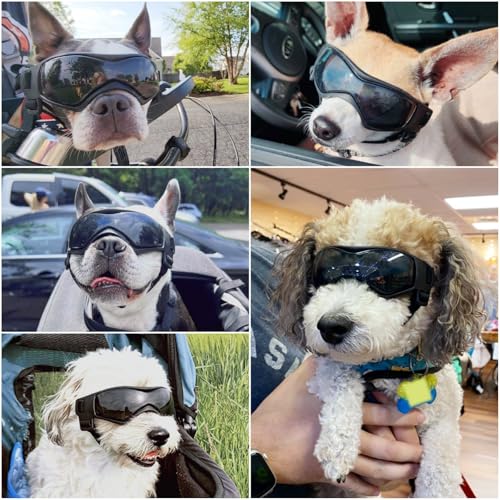 NAMSAN Dog Goggles for Small to Medium Dogs Dog Sunglasses UV Protection for Medium Dogs Outdoor Cycling Driving Small Doggy Glasses Dog Eye Protection AntiFog Windproof Adjustable Cool Black - Image 3