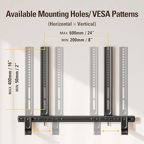 Mounting Dream Soundbar Mount, Heavy Duty Soundbar Wall Mount for Sound Bars with Holes/Without Holes Up to 26.5 LBS, Soundbar Bracket Height Adjust, No-Slip Base Holder Extends 3.44”-6.06”, MD5428 - Image 3