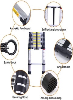 Cady One A multi-use extendable aluminum telescopic ladder, 9 steps, foldable, withstands a weight of up to 150 kg.  - Image 4