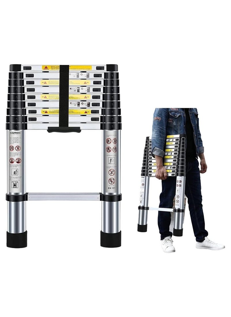Cady One - A multi-use extendable aluminum telescopic ladder, 9 steps, foldable, withstands a weight of up to 150 kg. - Image 1