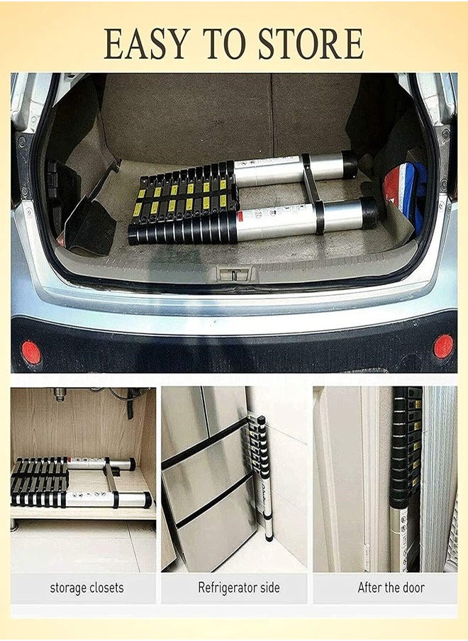 Cady One - A multi-use extendable aluminum telescopic ladder, 9 steps, foldable, withstands a weight of up to 150 kg. - Image 1
