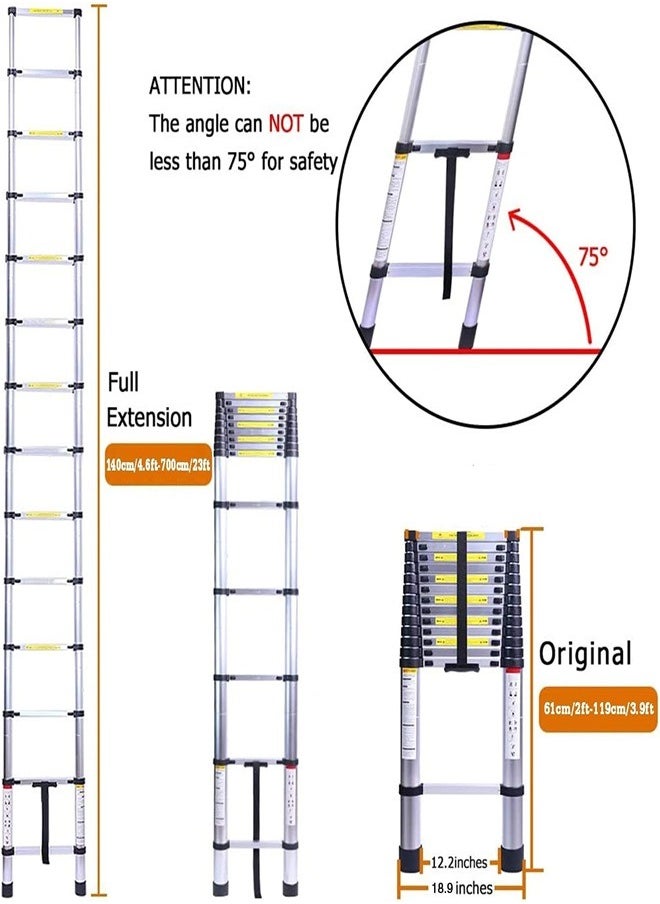 Cady One - A multi-use extendable aluminum telescopic ladder, 9 steps, foldable, withstands a weight of up to 150 kg. - Image 1