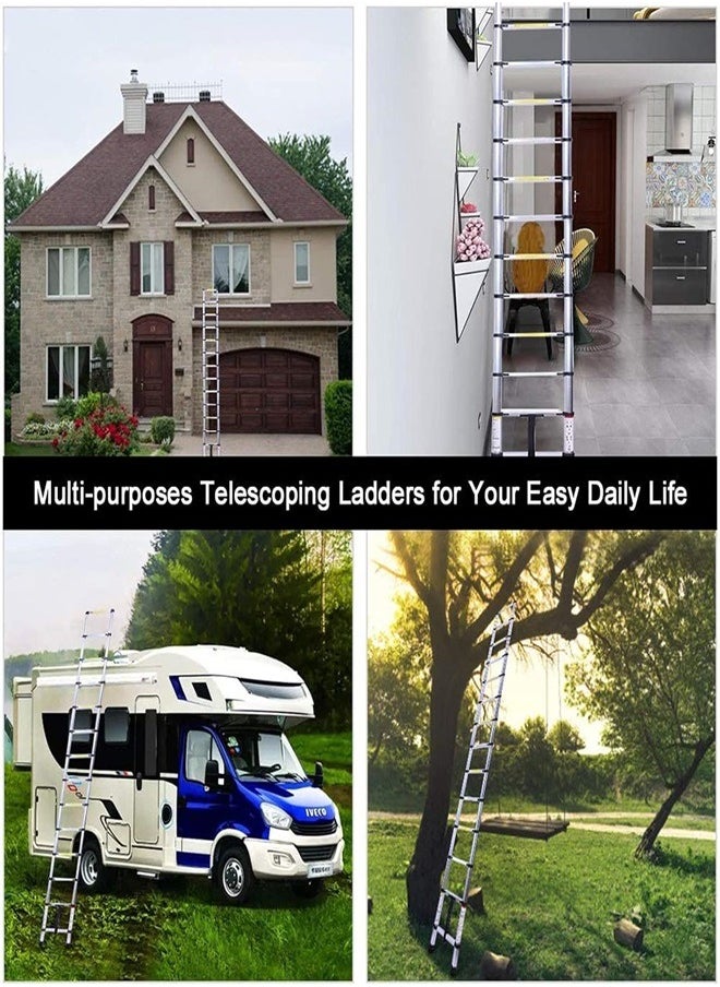 Cady One - A multi-use extendable aluminum telescopic ladder, 9 steps, foldable, withstands a weight of up to 150 kg. - Image 1