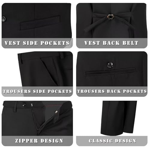 LOPEN STU Boys Suits Kids Black Suits for Boys Ring Bearer Back to School Outfits Boys' Formal Tuxedo Vest Pant Suit Sets Size 14 - Image 4