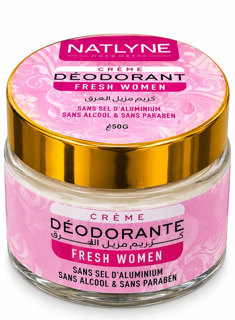 BiOCOSMETICS NATLYNE Fresh Women Deodorant Cream, Aluminum Salt-Free, Alcohol-Free & Paraben-Free, 50g - Image 1