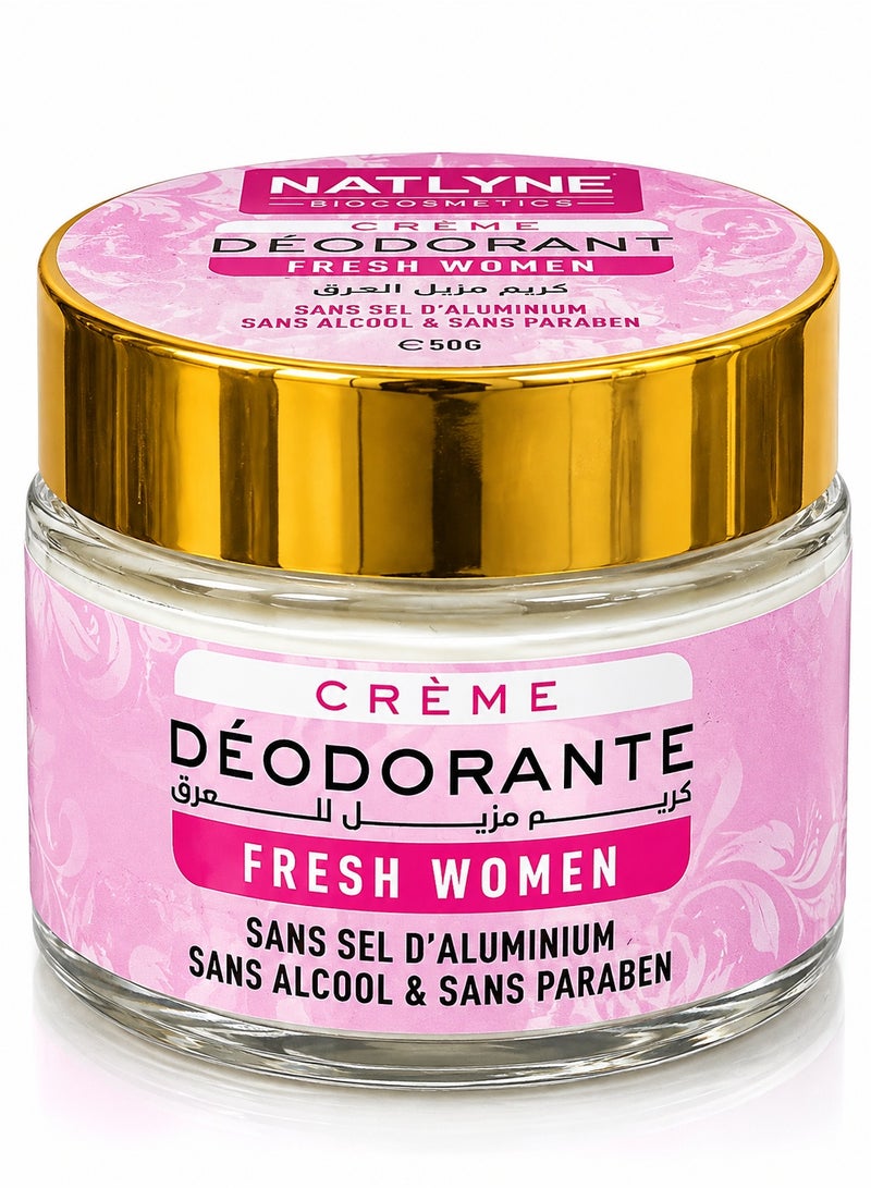 BiOCOSMETICS NATLYNE Fresh Women Deodorant Cream, Aluminum Salt-Free, Alcohol-Free & Paraben-Free, 50g - Image 4