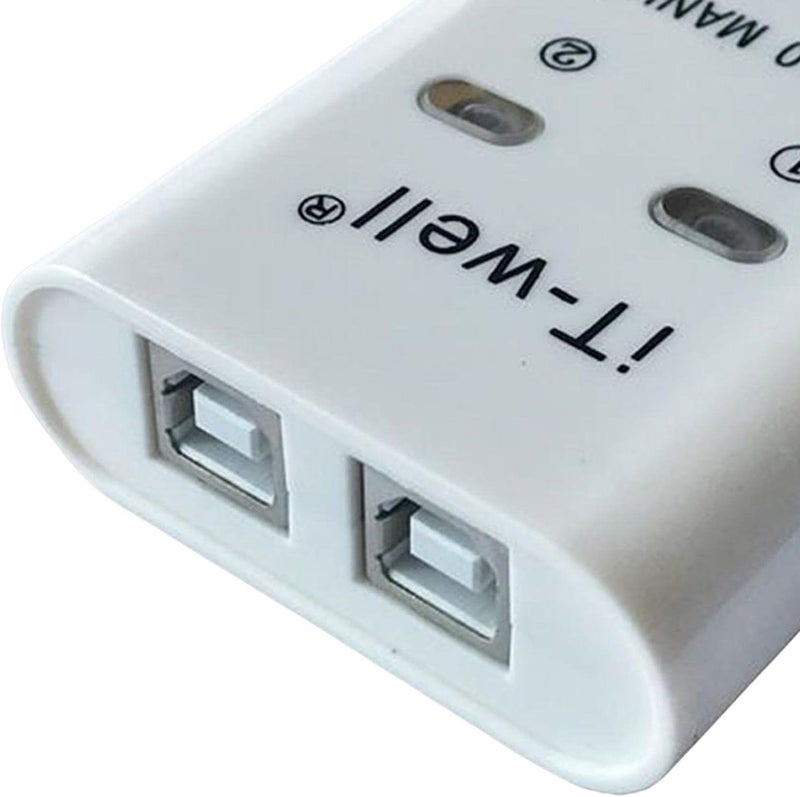 Portable 2 in 1 Out Splitter USB Printer Sharing Plug And Play, White, 60 x 70 x 20mm - Image 4
