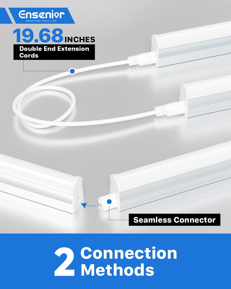 Ensenior 6-Pack T5 LED Shop Lights, 4FT 2000LM 6500K Super Bright White Integrated Single Fixture, 20W Linkable Utility Commercial Lighting for Gym/Garage/Ceiling/Under Cabinet, Plug & Play - Image 5