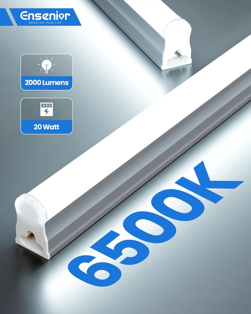 Ensenior 6-Pack T5 LED Shop Lights, 4FT 2000LM 6500K Super Bright White Integrated Single Fixture, 20W Linkable Utility Commercial Lighting for Gym/Garage/Ceiling/Under Cabinet, Plug & Play - Image 2