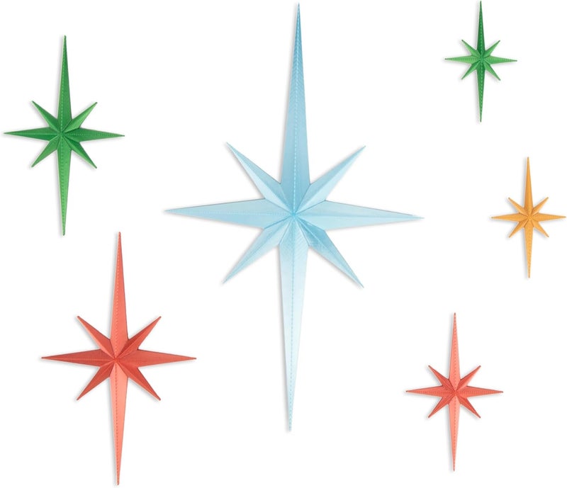 Stylor Mid Century Modern Decor - Whimsigoth MCM Retro 3D Star Wall Art Sculpture, Set of 6 - Image 1