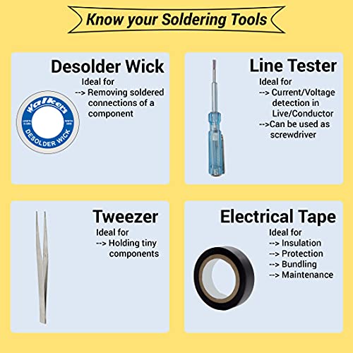 Walker's Walkers Basic 11 in1 Mobile Soldering and Desoldering Equipment Tool Machine Combo Kit Set with Flux Paste and Wire 30 W Simple (Flat, Pointed Tip) - Image 3