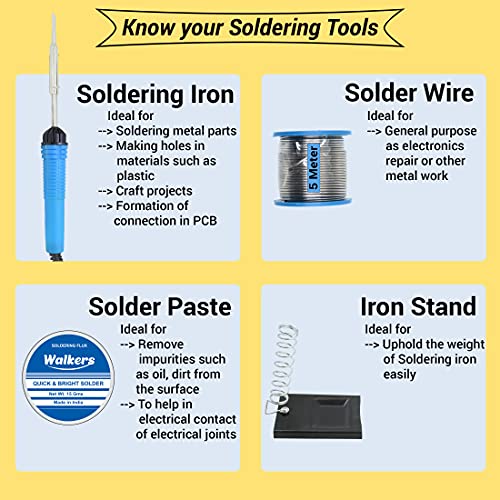Walker's Walkers Basic 11 in1 Mobile Soldering and Desoldering Equipment Tool Machine Combo Kit Set with Flux Paste and Wire 30 W Simple (Flat, Pointed Tip) - Image 2