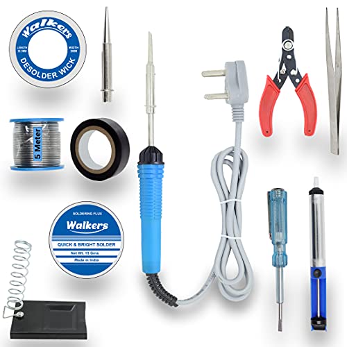 Walker's Walkers Basic 11 in1 Mobile Soldering and Desoldering Equipment Tool Machine Combo Kit Set with Flux Paste and Wire 30 W Simple (Flat, Pointed Tip) - Image 1