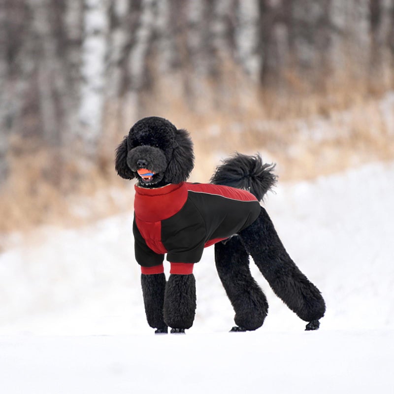 IDOMIK Reversible Dog Winter Coat, Thick Warm Dog Coat with Leopard Fleece Lining&Zipper, Adjustable High Collar Waterproof Jacket, Reflective Pet Cold Weather Coats for Large Dogs,Red,XL - Image 5