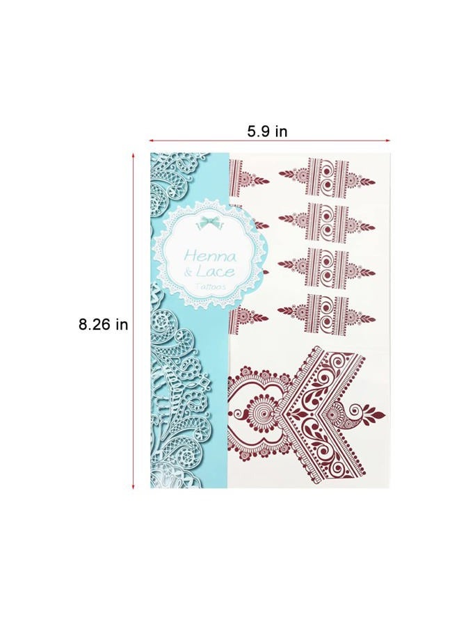 PPVWEY 10 Sheets Henna Tattoos Temporary Stickers 10Pcs Brown Tattoo Templates Women Body Art Stickers for Wedding Party(10pcs Brown) - Image 4