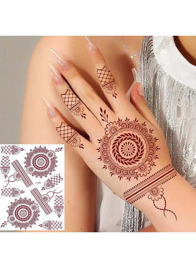 PPVWEY 10 Sheets Henna Tattoos Temporary Stickers 10Pcs Brown Tattoo Templates Women Body Art Stickers for Wedding Party(10pcs Brown) - Image 2