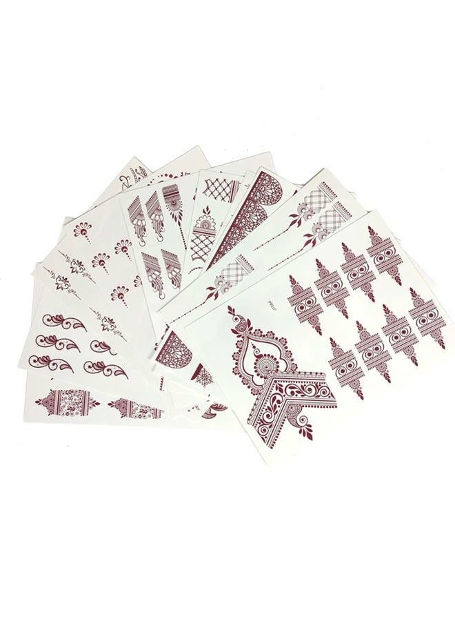 PPVWEY 10 Sheets Henna Tattoos Temporary Stickers 10Pcs Brown Tattoo Templates Women Body Art Stickers for Wedding Party(10pcs Brown) - Image 5