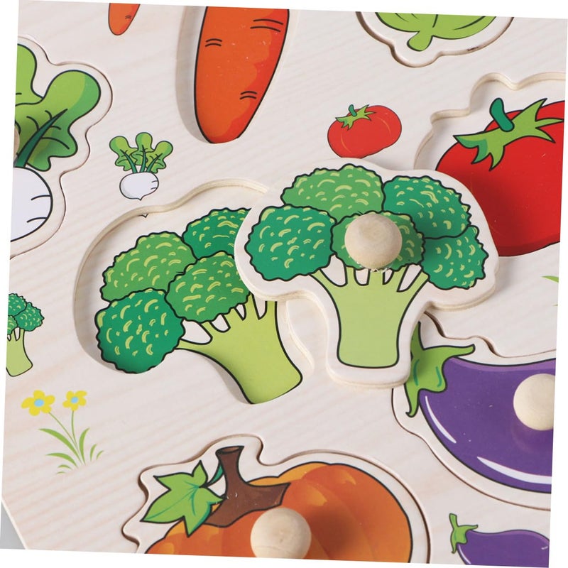Wooden Peg Puzzle For Toddlers Fruits Vegetables Early Learning Toy Hand Eye Coordination - Image 4