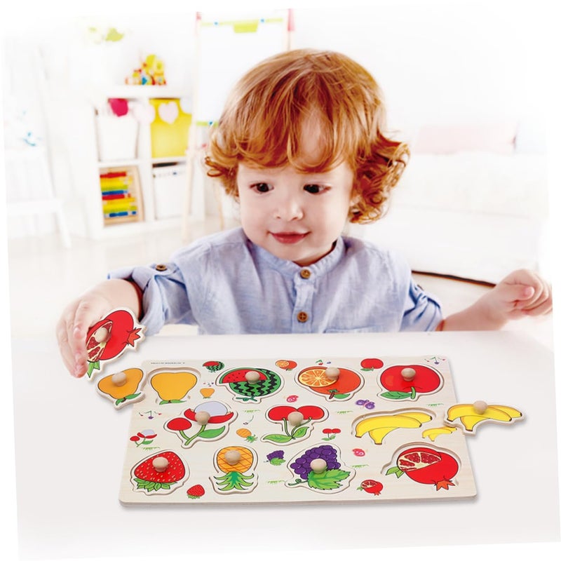 Wooden Peg Puzzle For Toddlers Fruits Vegetables Early Learning Toy Hand Eye Coordination - Image 3