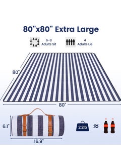 ASIV Portable Outdoor Picnic Blanket Camping Mat, Waterproof and Sandproof Large Foldable 3-Layer Outdoor Blanket, 80 By 80 Inches Suitable for 6 to 8 Adults, Camping, Parks, Beaches, Grass, Indoors  - Image 2